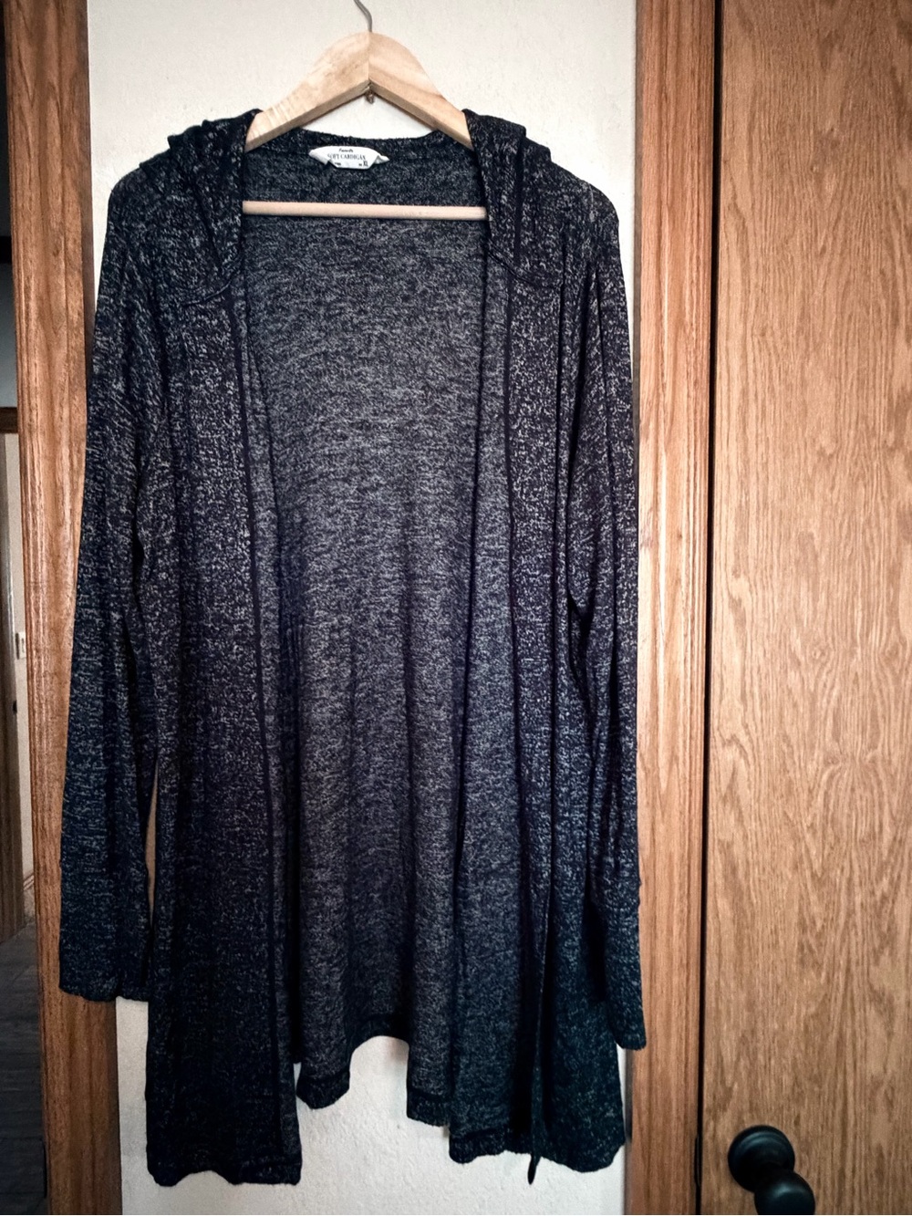 Open-Front Hooded Cardigan Sweater - Dark Charcoal